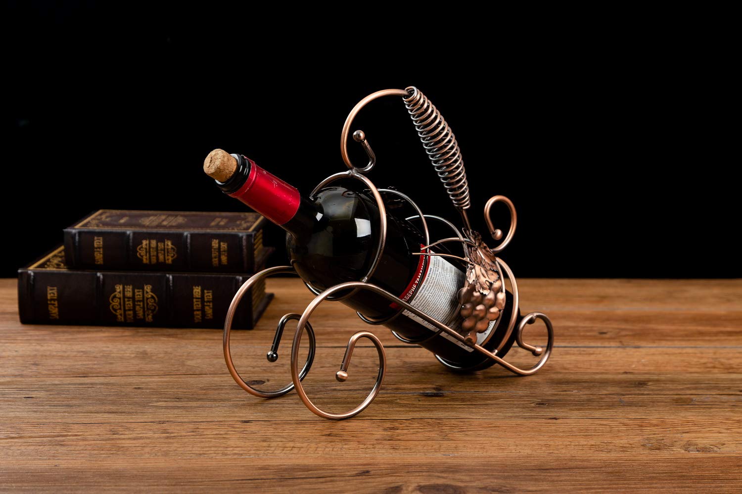 Copper Metal Freestanding Wine Bottle Holder - Countertop & Desktop Wine Rack for Wine Storage & Display - Perfect for Kitchen, Bar, Dining Room & Home Decor