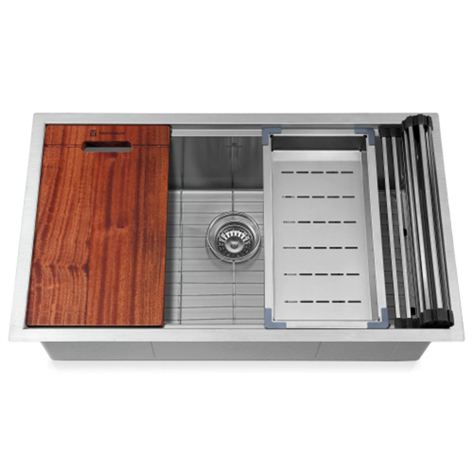 Stainless Steel Undermount Kitchen Sink Single Bowl with Integrated Ledge & Accessories - Perfect for Modern Kitchens, Food Prep, and Dishwashing