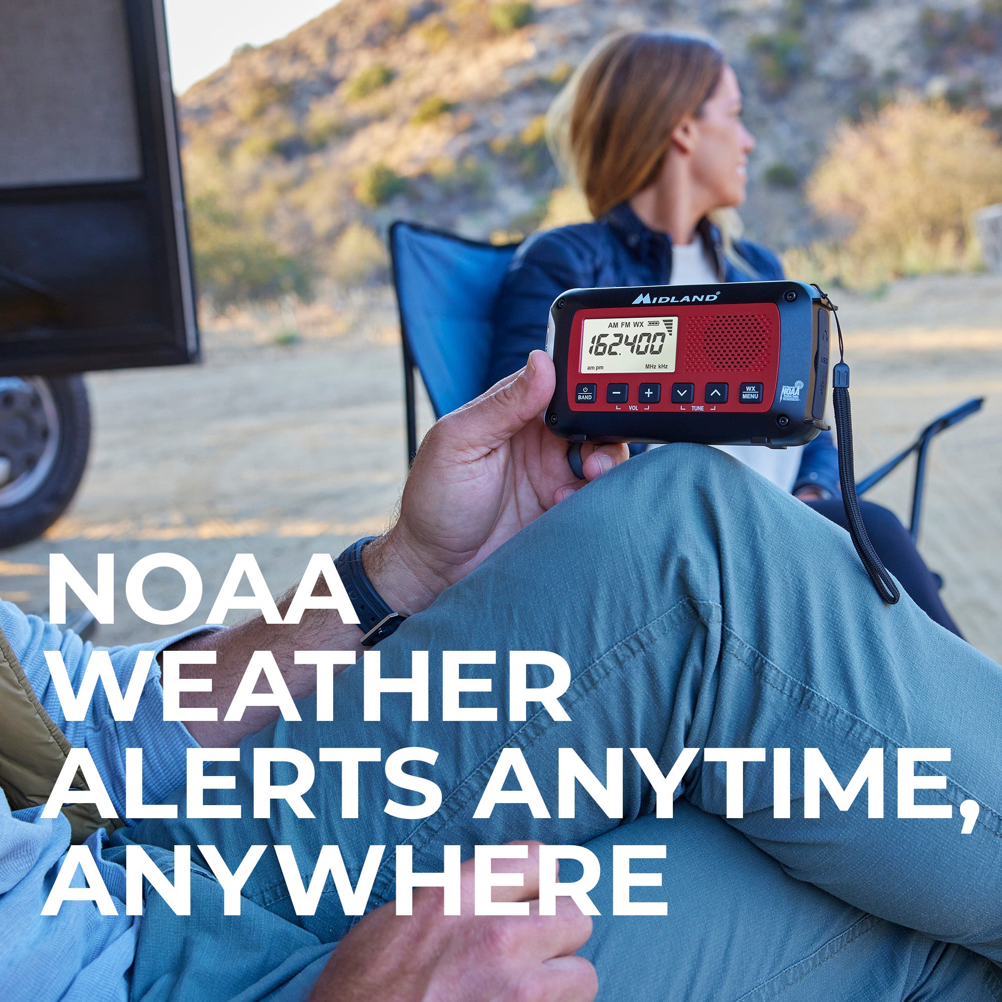 ER40 Portable Emergency Weather Alert Crank Radio - NOAA Weather Radio with AM/FM, Solar Power & USB Charger - Perfect for Camping, Hiking & Power Outages