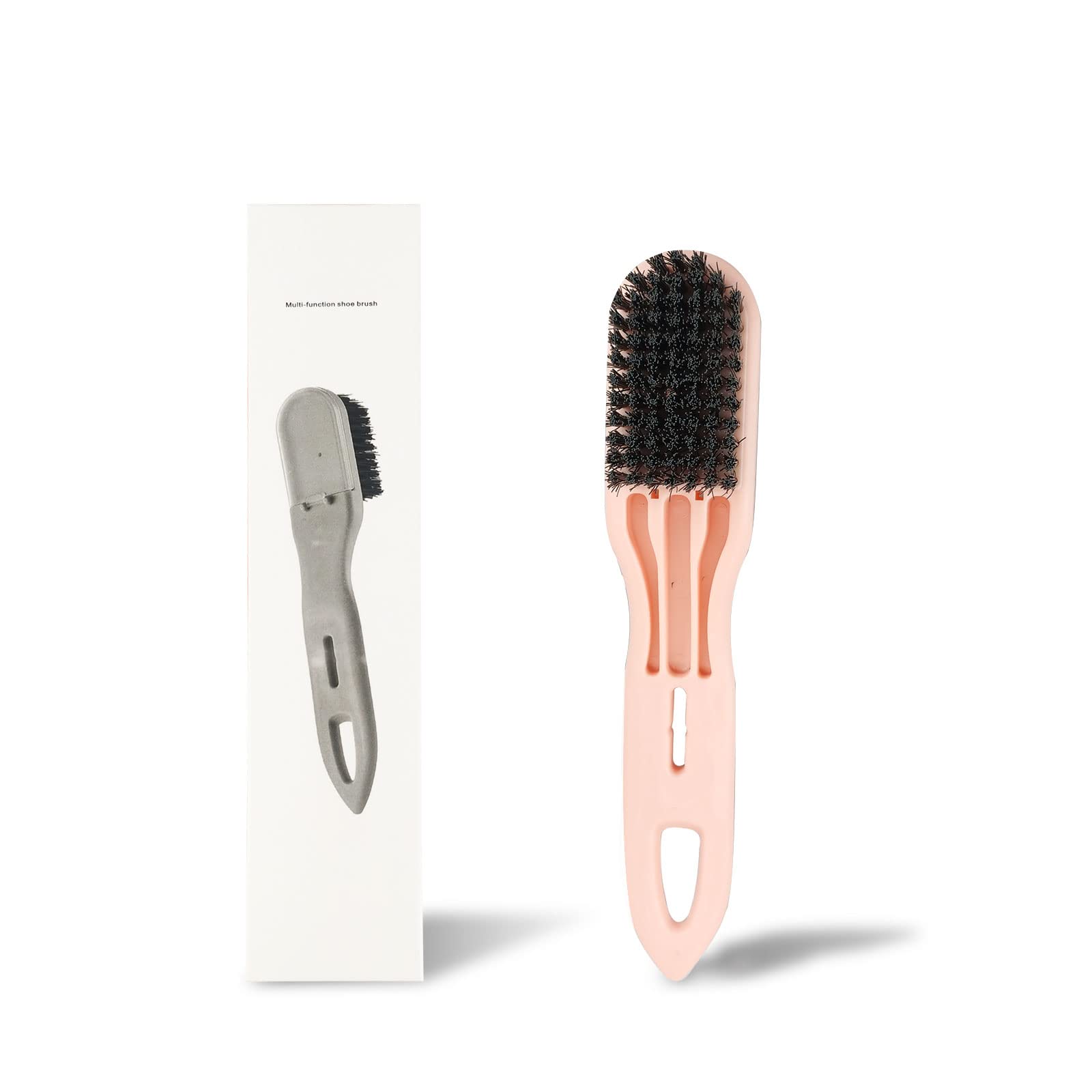 WishLotus Multi-Functional Cleaning Brush - Soft Bristle Shoe Brush, Laundry Brush & Clothes Scrubber with Handle & Detergent Dispenser (Pink) | Perfect for Shoes, Garments, Household Cleaning & Pet Care