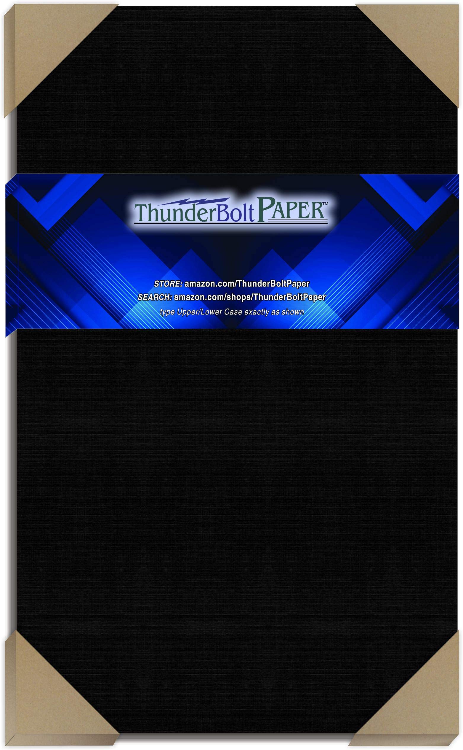 25-Pack Premium Black Linen Textured Cardstock Sheets - 8.5