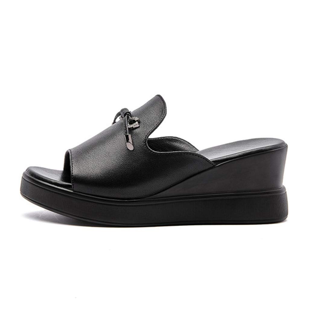 Women's Comfortable Platform Wedge Slide Sandals - Soft Faux Leather Open-Toe Summer Slippers with Cushioned Footbed | Perfect for Beach, Poolside, and Casual Outings