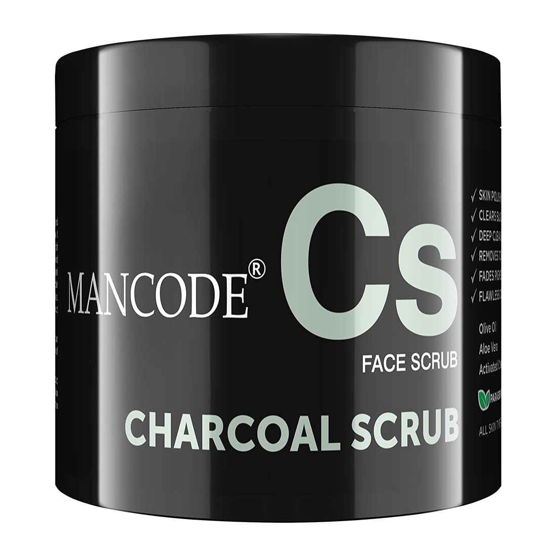 Mancode Charcoal Scrub for Men - Blackhead & Whitehead Remover, Deep Pore Cleansing Face Scrub with Active Detoxifying & Anti-Pollution Formula - Suitable for All Skin Types (100g) | Perfect for Daily Skincare Routine & Post-Workout Cleansing