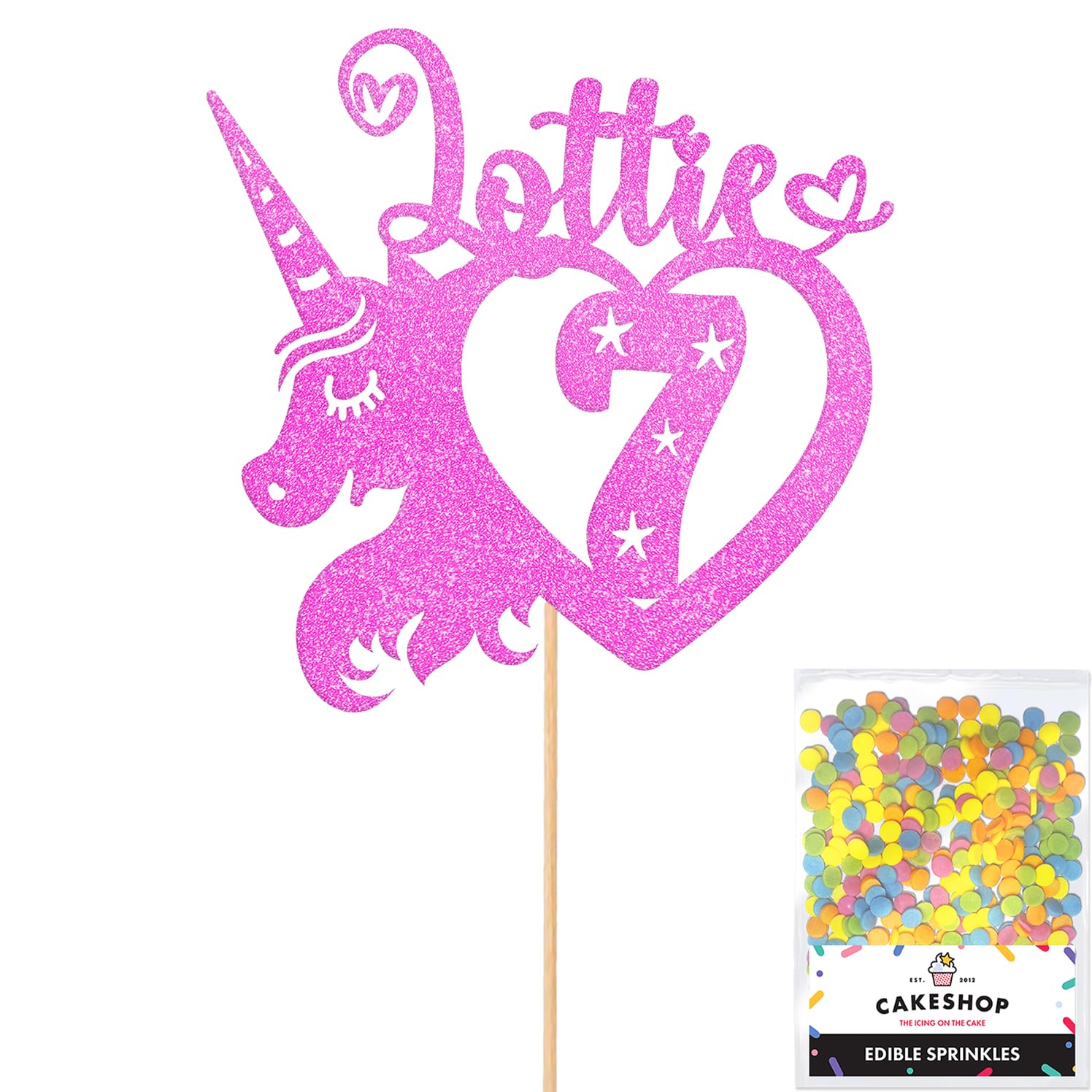 Custom Birthday Cake Topper - Personalized Glitter Cake Decorations with Any Name & Age | Unicorn, Heart Designs for 1st-18th Birthdays | Baby Pink, Gold & More Colors | Perfect for Birthday Parties, Baby Showers & Anniversary Cakes