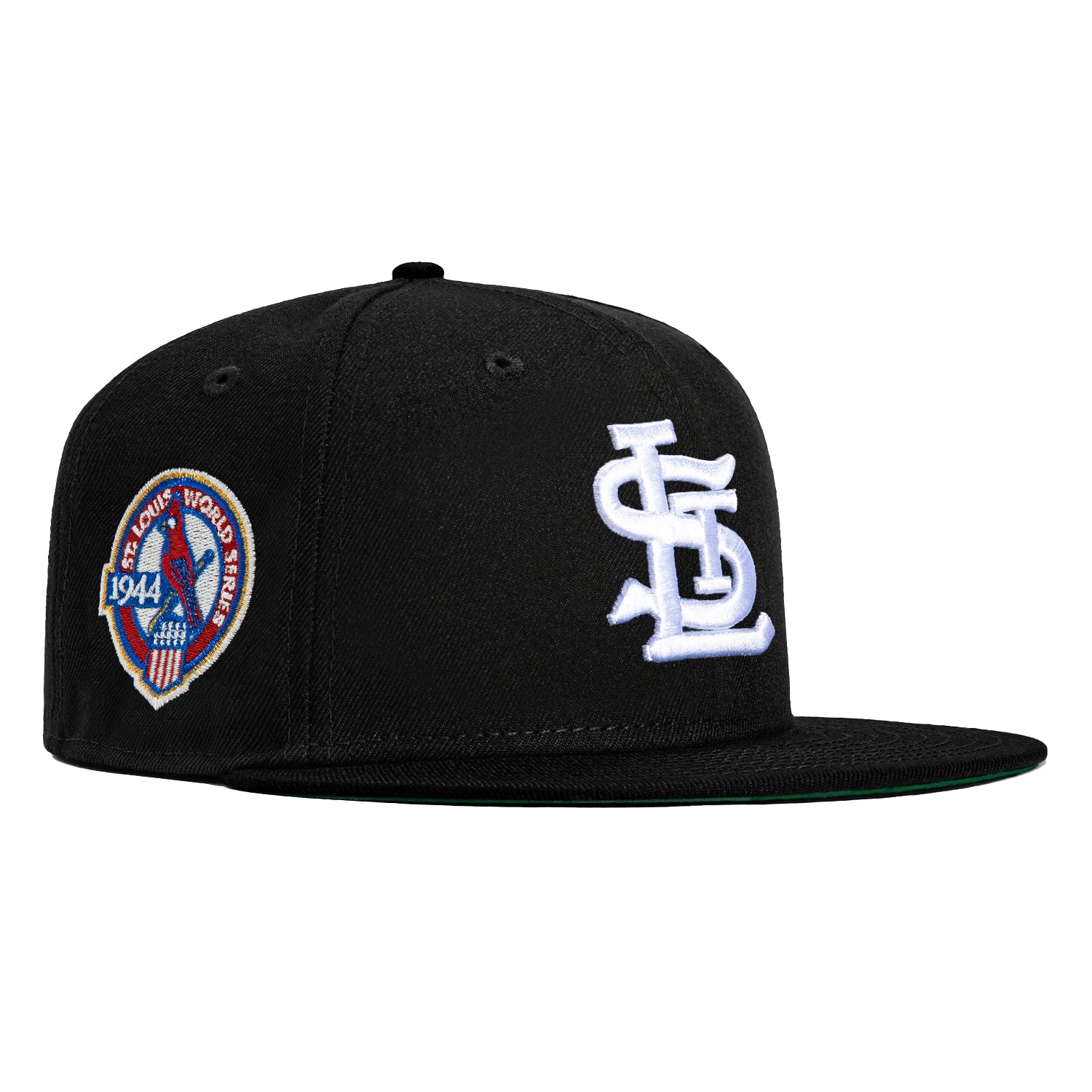 New Era 59Fifty St Louis Cardinals 1944 World Series Patch Snapback Hat - Black & White Baseball Cap for Men - Perfect for Games, Collecting & Streetwear Fashion