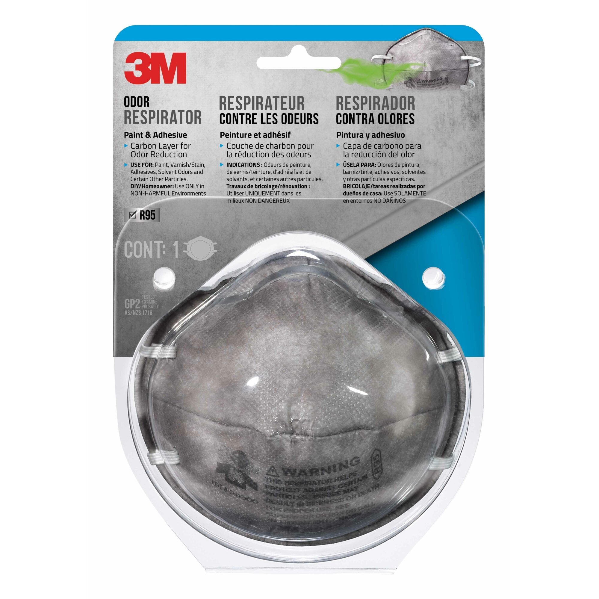 3M Clip Strip Paint Odor Respirator 8247P12 S - Dust & Fume Mask for Painting, Sanding, Construction - 1 Pack (1ea) - Perfect for Home DIY Projects & Professional Use