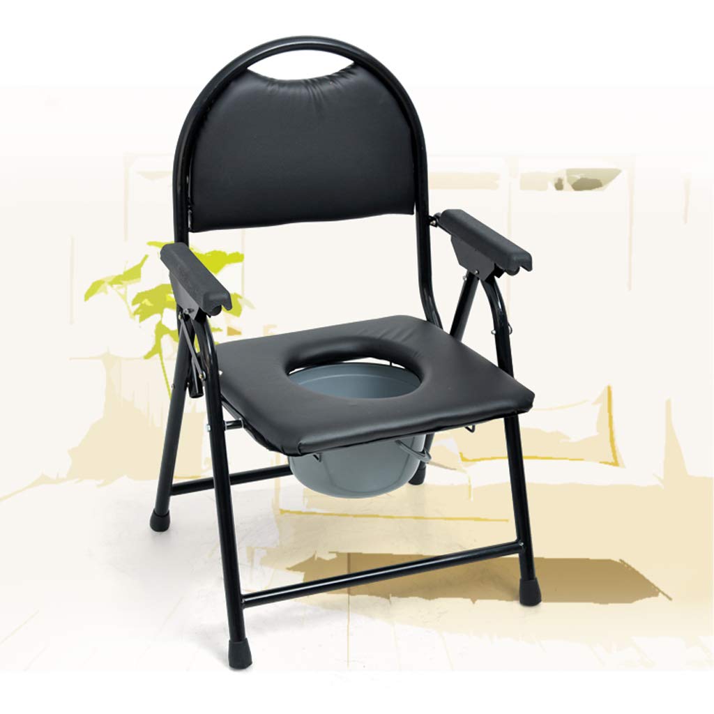 **Lightweight Folding Portable Toilet Chair for Elderly - Bedside Commode with Non-Slip Handles & Removable Bucket - Easy Tool-Free Assembly - Ideal for Home, Hospital & Travel Use**