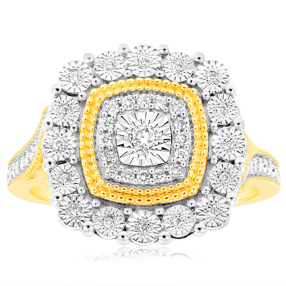 9ct Yellow Gold 1/6 Carat Diamond Engagement Ring for Women - Elegant Wedding Band & Anniversary Gift for Her