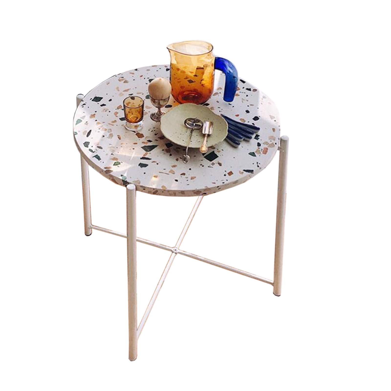 YUMEIGE Terrazzo Round Side Table - 16.5