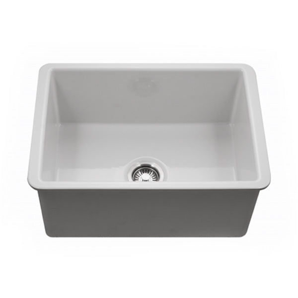 Hamat CHE 2619SU WH Undermount Fireclay Single Bowl Kitchen Sink, White - Durable Farmhouse Sink for Modern Kitchens, Perfect for Cooking & Dishwashing