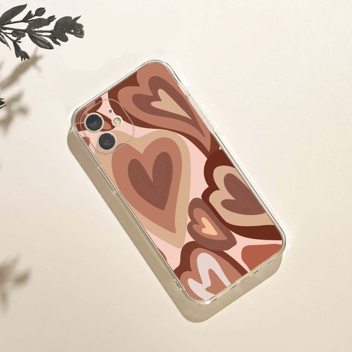 Brown Heart iPhone 12 Case - Cute Shockproof Protective Cover for Women & Girls | Aesthetic Phone Case for Everyday Use, Travel & Gifting