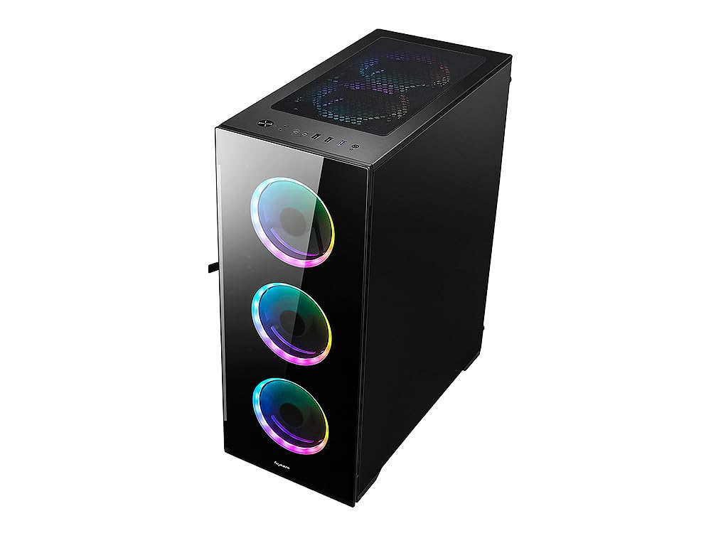 Bgears b-Voguish Gaming PC Case - ATX Mid Tower with Tempered Glass, USB 3.0 Ports, Supports E-ATX/ATX/mATX/ITX Motherboards (Fans Not Included) - Perfect for Gaming Rigs, Workstations & Custom PC Builds