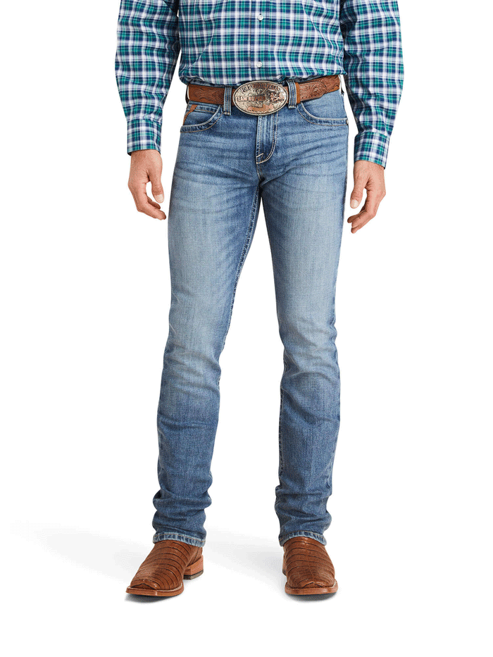 Ariat Men's M7 Slim Stowell Straight Jean in Poplar Wash - Durable Denim Pants for Work, Riding & Casual Wear