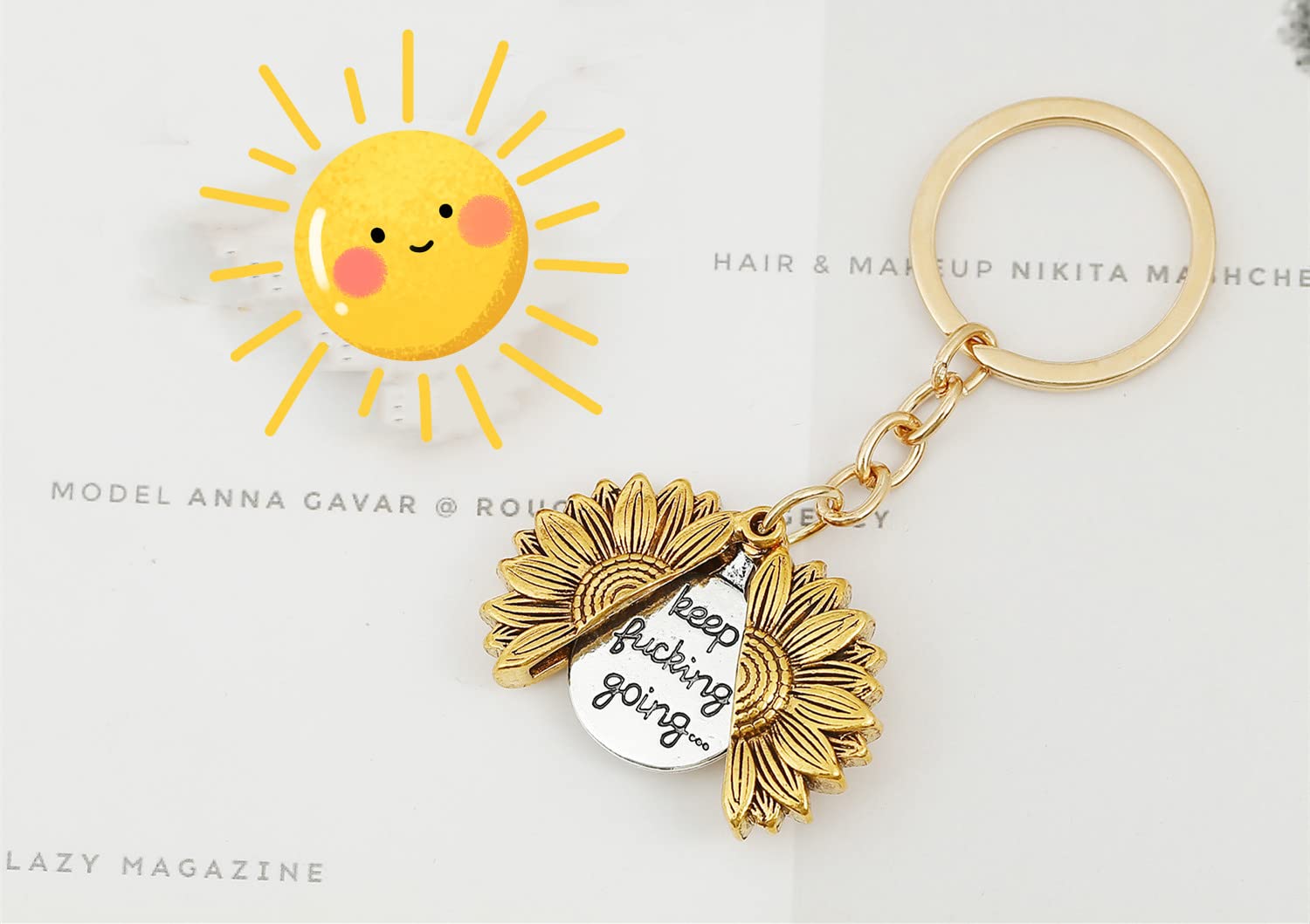 Sunflower Keychain - Inspirational Motivational Gift for Women & Men, Best Friend Birthday, Christmas, Graduation Present - 'Keep Fucking Going' Quote Keychain - Perfect for Daily Use, Backpacks, Gifts & Encouragement