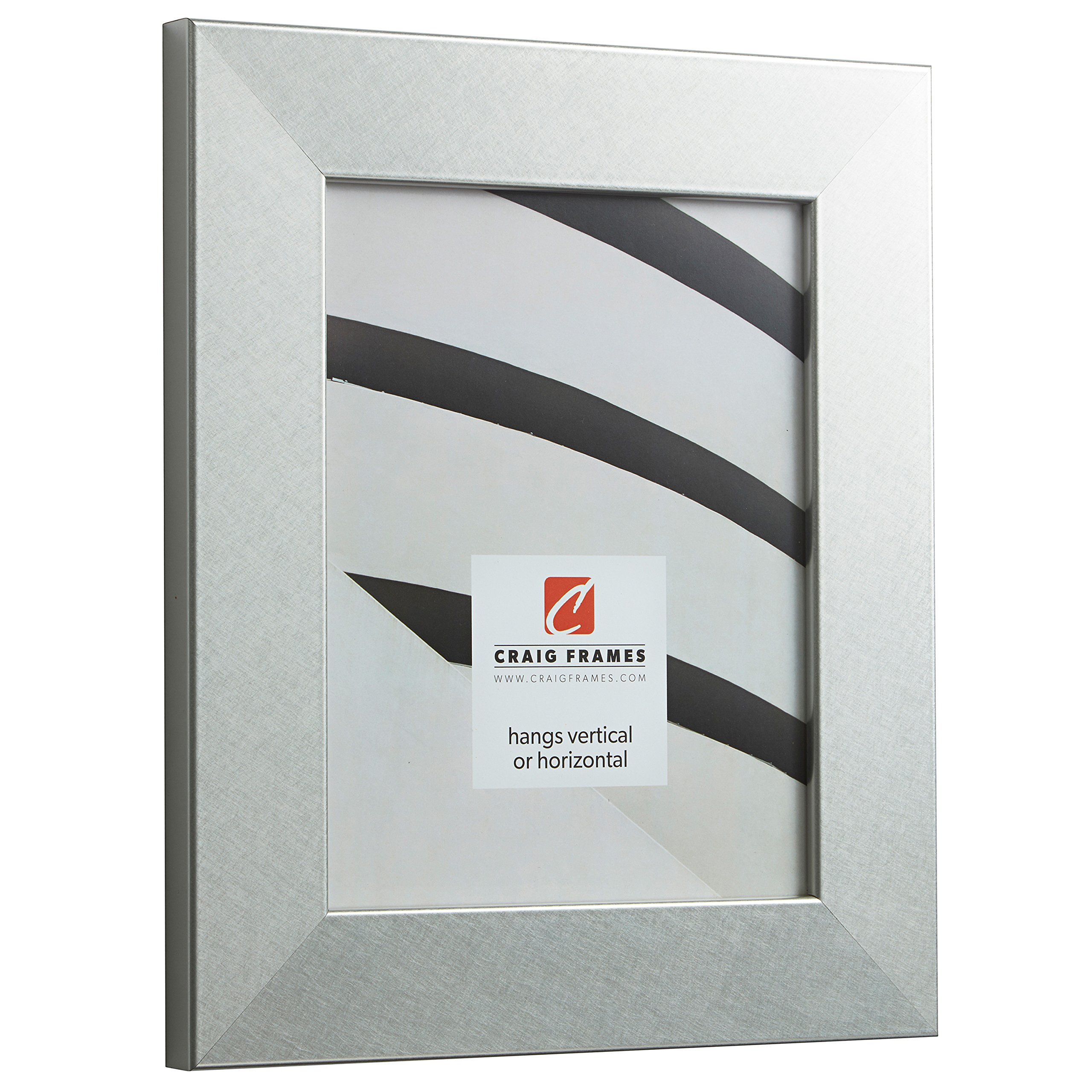 Craig Frames Bauhaus 200 16x20 Inch Picture Frame - Brushed Silver Modern Photo Display for Wall Art, Home Decor & Office