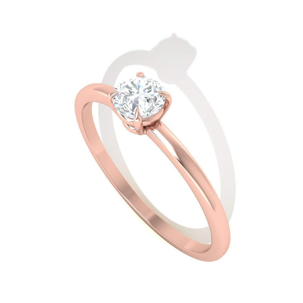1/4 CT Certified Moissanite Solitaire Promise Ring for Women - 4mm Round Cut 14K Solid Gold Engagement Ring - Perfect for Anniversaries, Proposals & Special Occasions