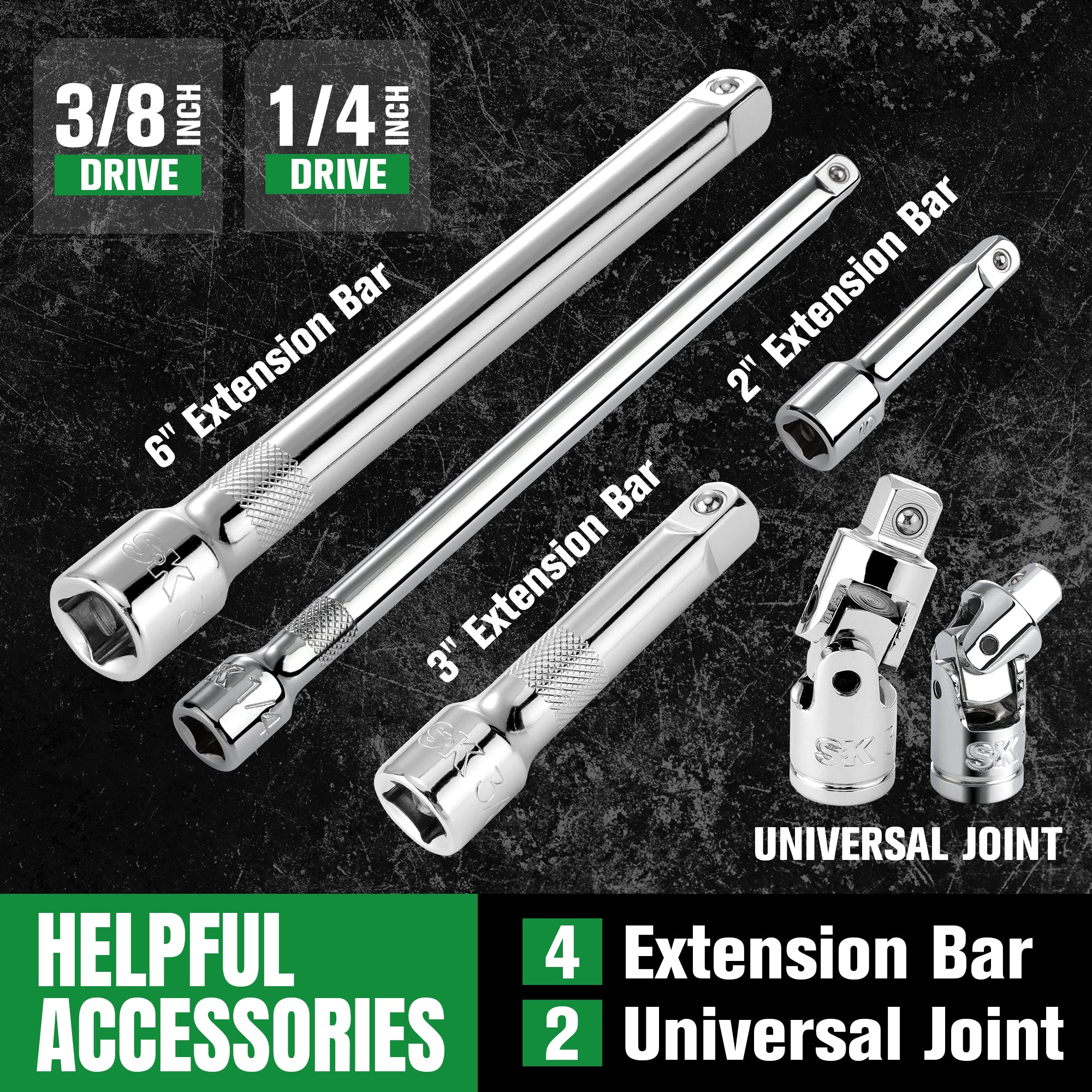 1/4 & 3/8 Drive 105-Piece 6-Point Shallow & Deep SAE & Metric Chrome Socket Set - Perfect for Automotive Repair, DIY Projects & Home Maintenance