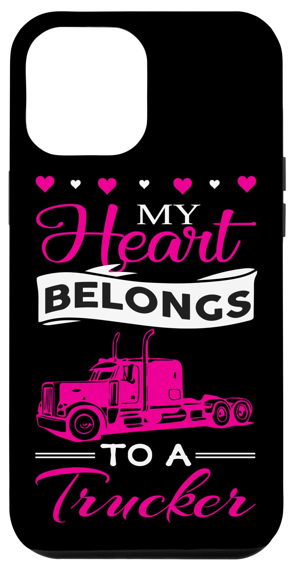 iPhone 12 Pro Max Trucker Wife Case - Cute 'My Heart Belongs To A Trucker' Design | Perfect Gift for Truck Drivers & Their Loved Ones | Durable Protective Phone Cover for Everyday Use