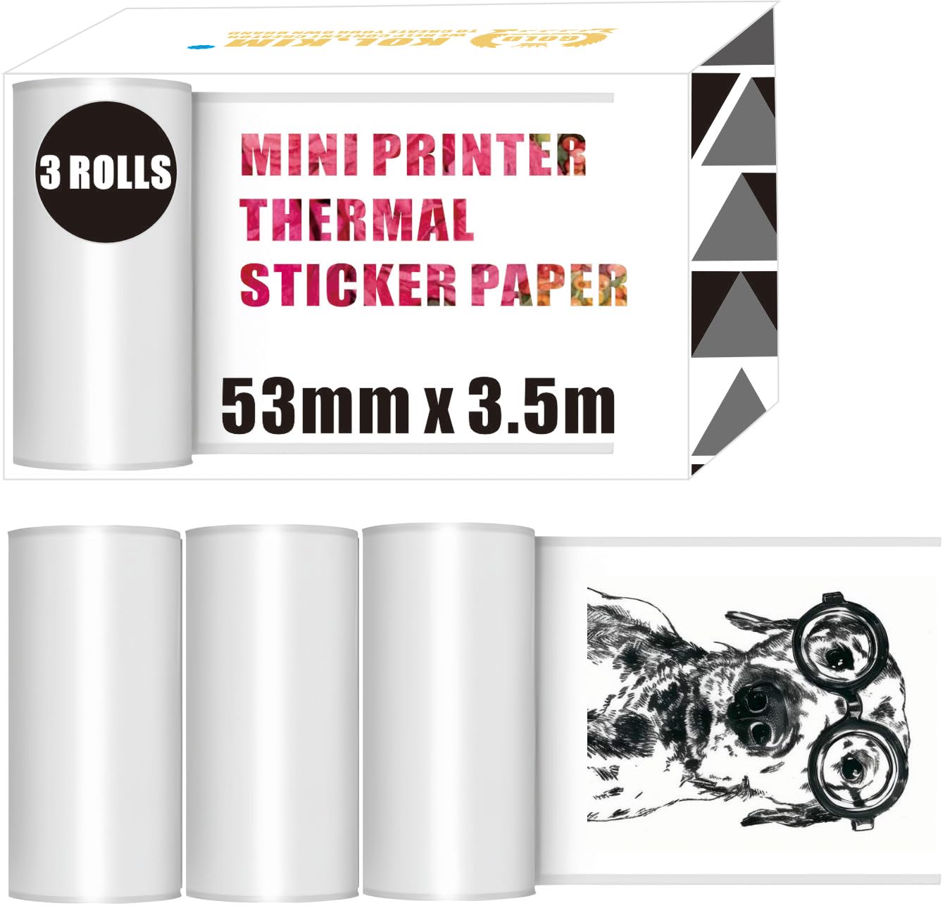 50mm x 3.5m Thermal Sticker Paper Roll - Compatible with Anycash S1, Memoking T02, Ponek, iDPRT S1, Cabaro, Lopevi D1, Phomemo M02/M04S/M02X Label Printers - 3 Pack White Refill for Shipping Labels, Barcode Tags & Retail Pricing