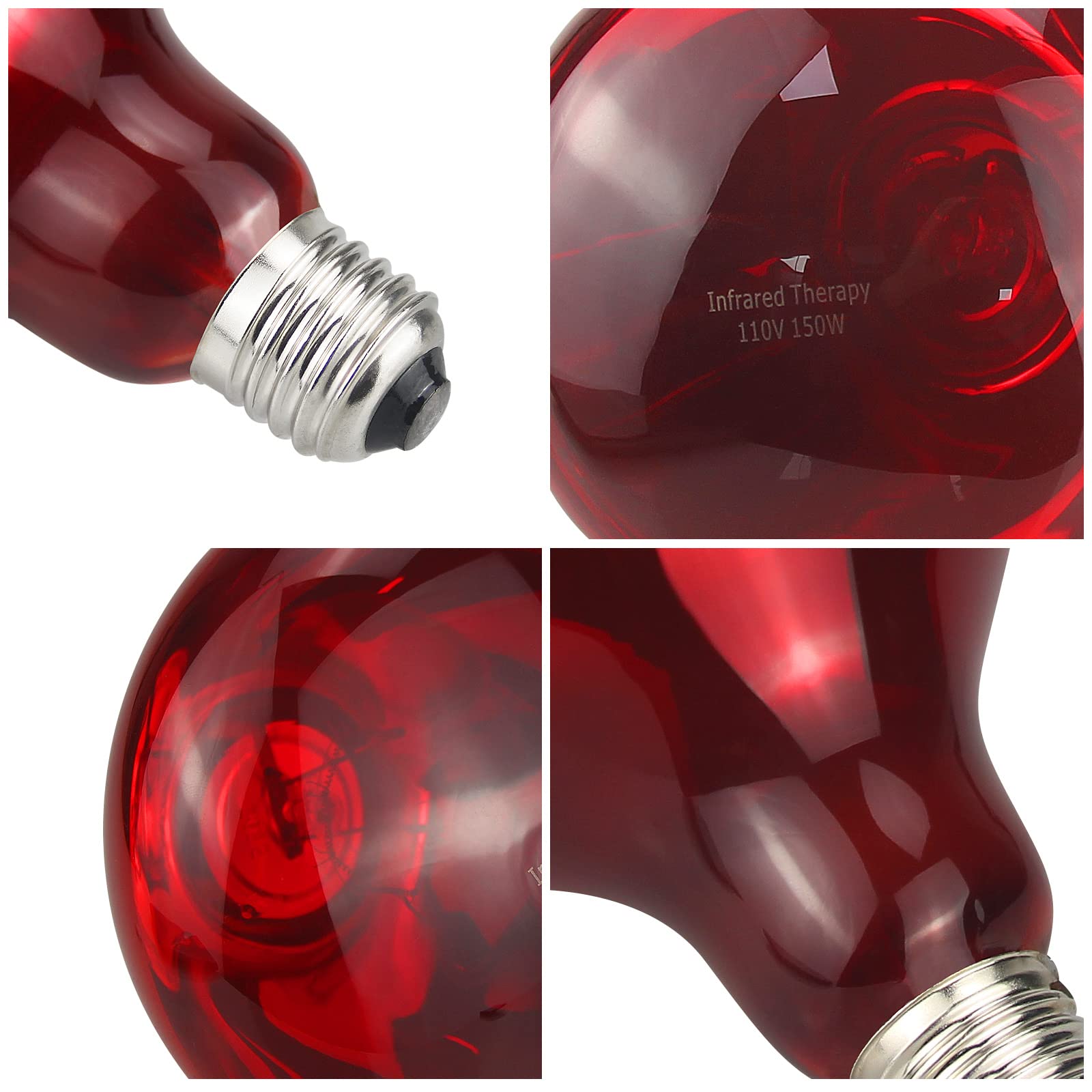 150W Red Light Therapy Heat Lamp Bulb - Infrared Incandescent Bulb for Pain Relief, Muscle Recovery & Relaxation - Perfect for Home Spa, Pet Heating, and Reptile Terrariums
