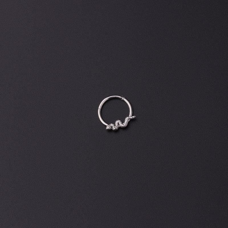 16G Snake Hoop Nose Ring - Stainless Steel Animal Piercing Jewelry for Women & Men | Perfect for Gothic, Punk, and Body Modification Styles | HSPJ338