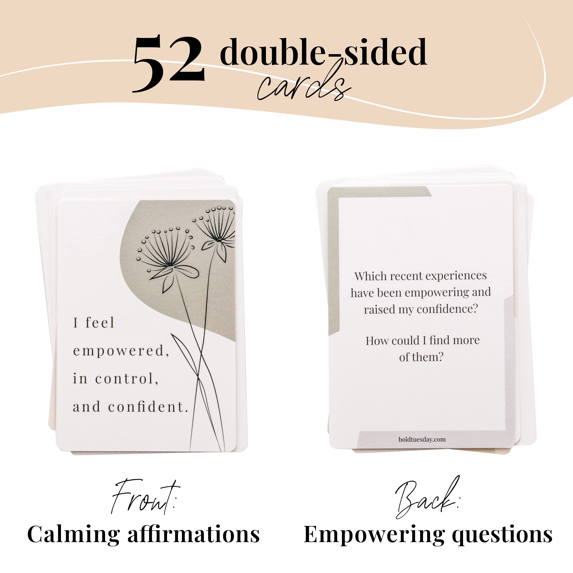 52 Positive Affirmation Cards for Women — Motivational & Inspirational Cards for Therapy, Meditation, Self-Care & Mindfulness | Double-Sided Durable Cards | Perfect for Daily Reflection, Journaling & Personal Growth