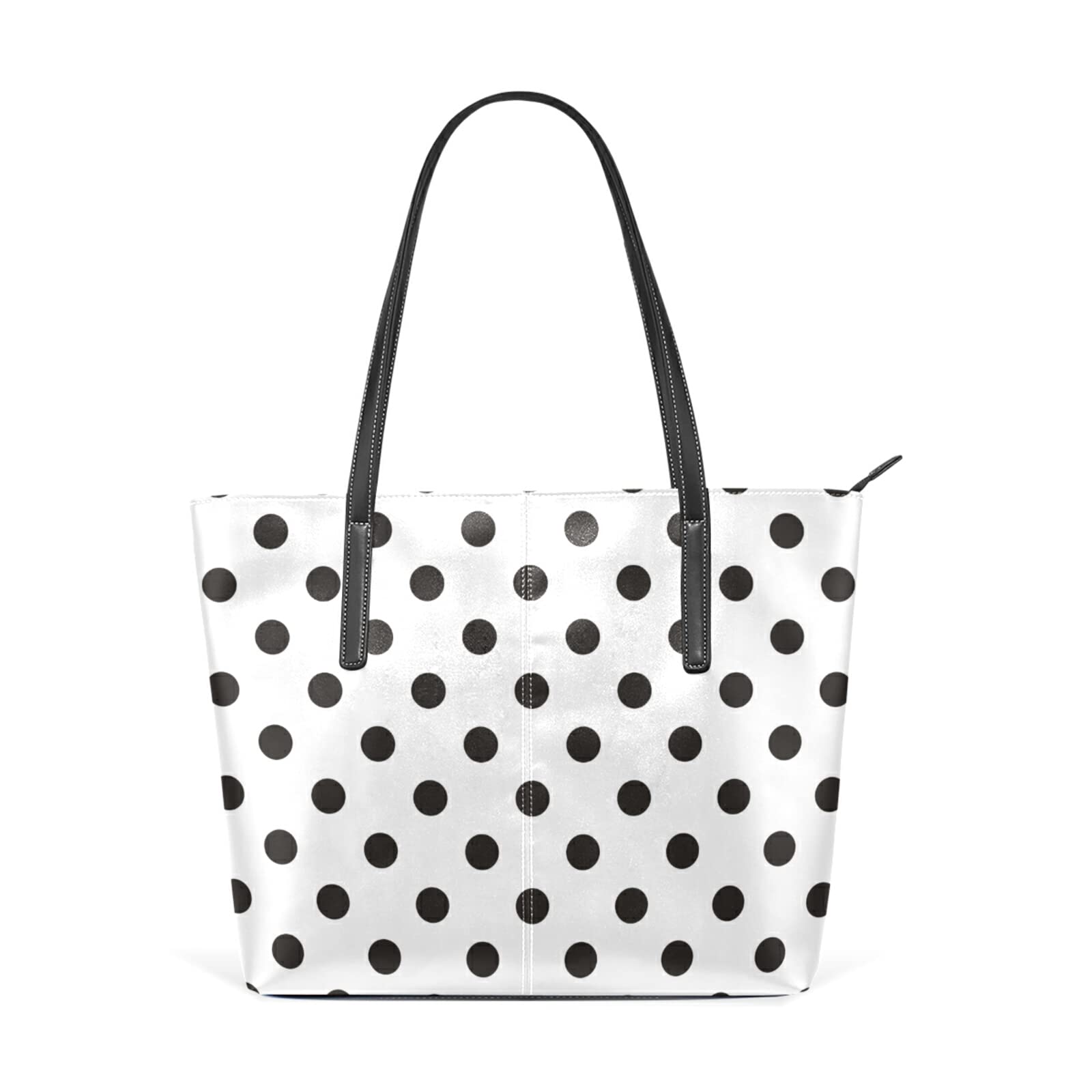 Stylish Dots Small White & Black Leather Crossbody Handbag for Women - Fashionable Shoulder Bag & Tote Satchel - Perfect for Work, Travel & Everyday Use