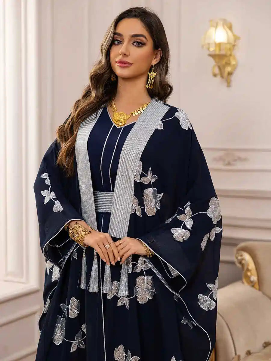 2-Piece Embroidered Caftan Dress Set for Women - Boho Chic Loose Flowy Maxi Kaftan Outfit #25462 | Perfect for Beach Cover-Up, Resort Wear, and Summer Vacations