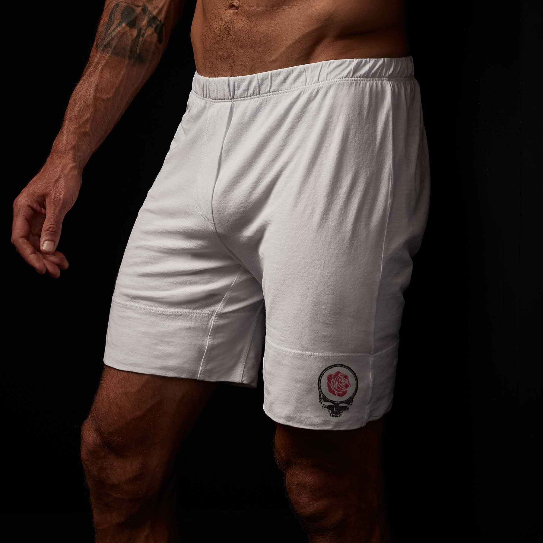 Grateful Dead Rose Boxer Shorts - White and Red Cotton Boxer Briefs for Men | Comfortable Lounge & Sleepwear for Deadheads Fans