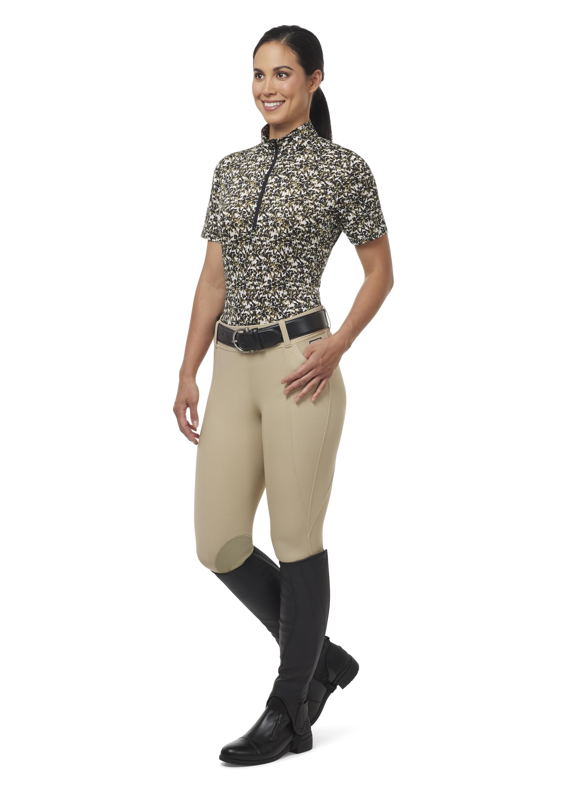 Kerrits Women's Microcord Knee Patch Horse Riding Tights - Light Compression Equestrian Leggings with Pockets for Comfort & Coverage | Perfect for English & Western Riding, Training & Competition