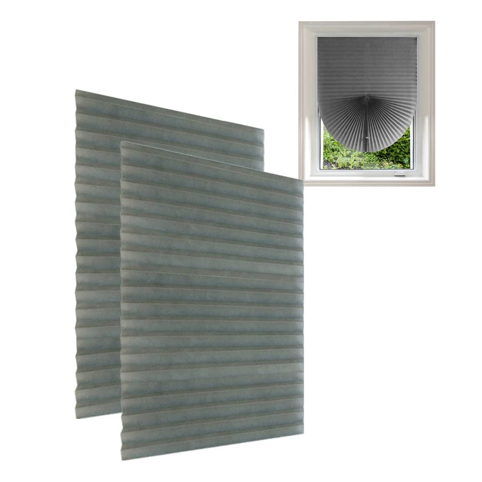 Blackout Window Shades Cordless 2 Pack - No Drill Pleated Blinds, Non-Woven Fabric, Easy to Install & Cut - Perfect for Nursery, Bedroom & Home Office Light Control