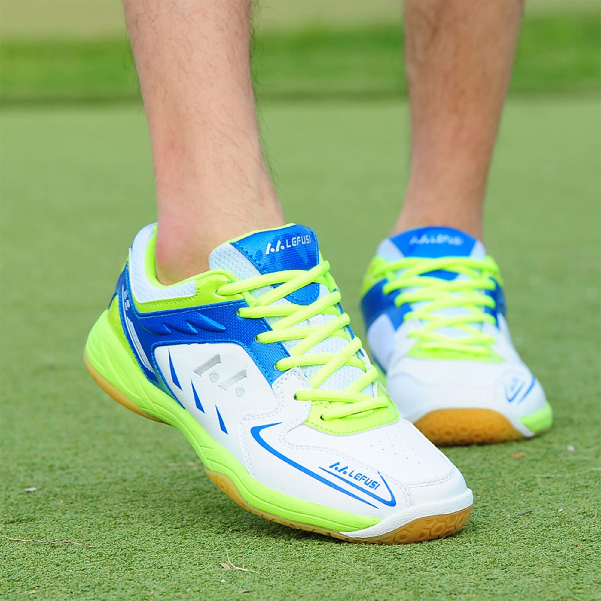 Men's Professional Badminton & Table Tennis Shoes - Lightweight Indoor Sports Shoes for Men, Green, Size 8.5 | Perfect for Court Sports & Gym Training