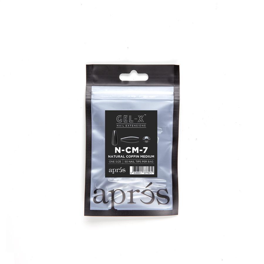 Apres Gel X Natural Coffin Medium Refill Tips 2.0 - #000 & #9 Nail Extensions for Salon & Home Manicure | Perfect for DIY Nail Art & Professional Use