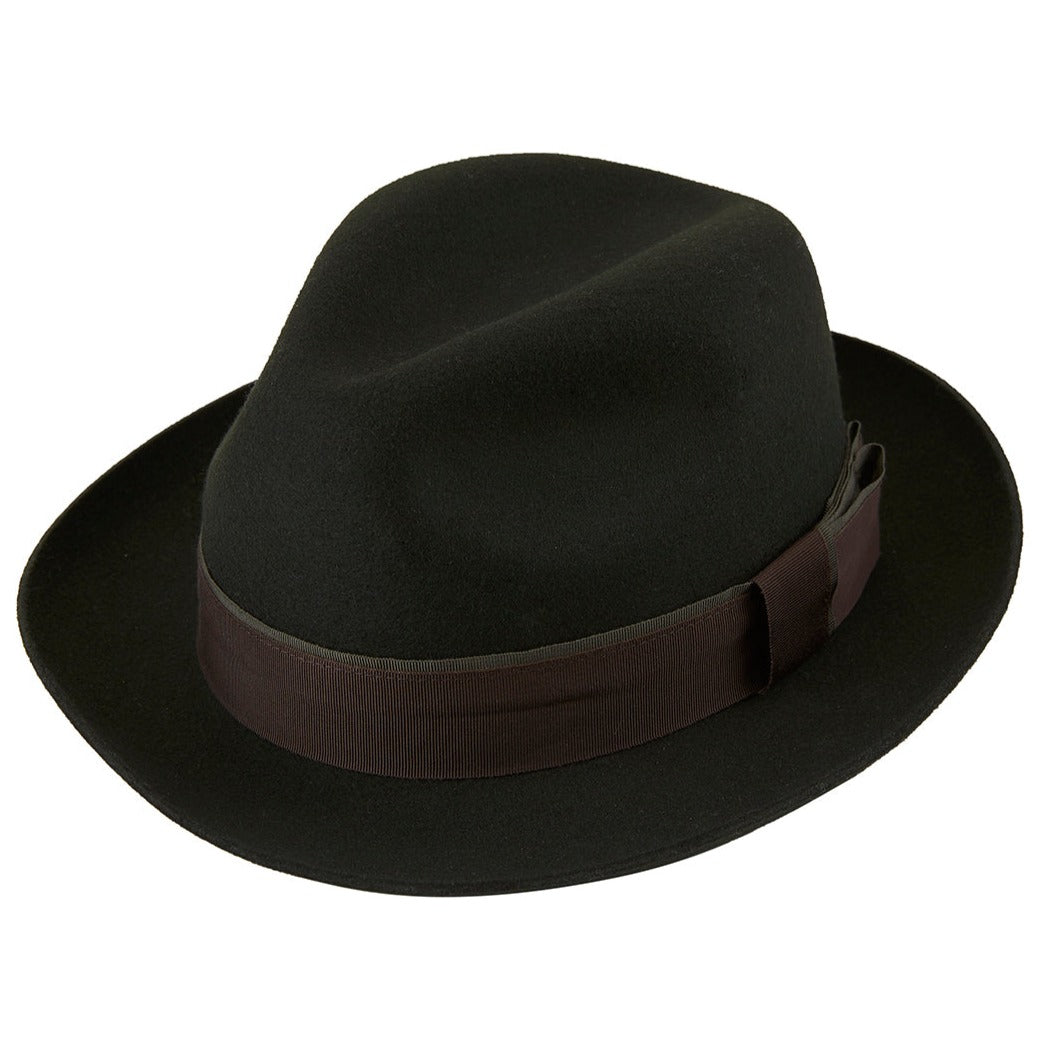 Stylish Heron Green Trilby Hat for Men & Women - Vintage Wool Fedora with Brim - Perfect for Outdoor Events, Weddings & Fashion Accessories