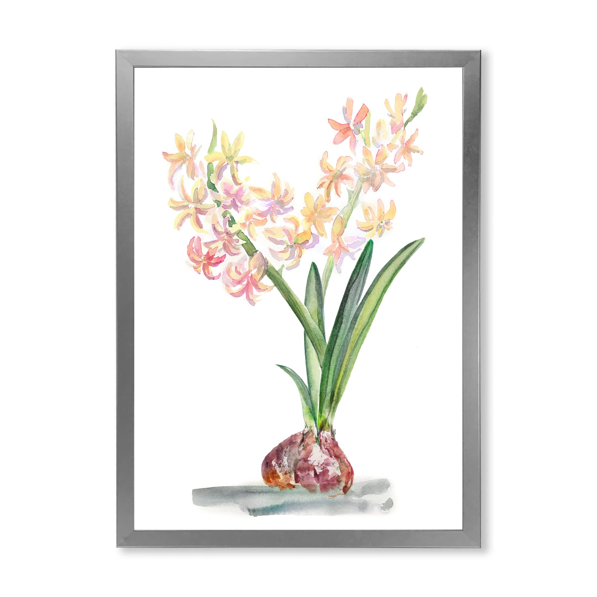 DesignQ Blossoming Hyacinth in Spring Traditional Framed Wall Art - Floral Home Decor for Living Room, Bedroom & Office - Perfect Gift for Housewarming & Spring Decorations