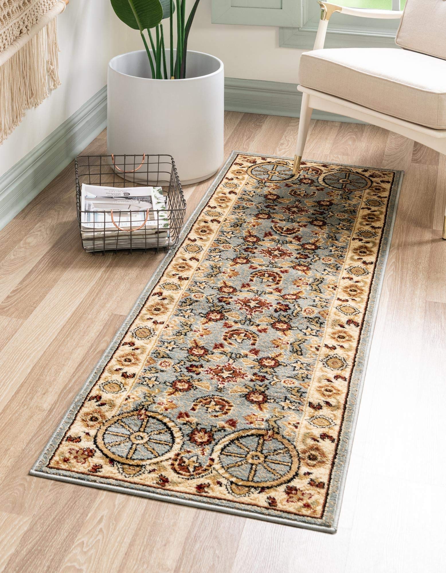 Pioneer Collection 10 Ft Runner Rug - Blue Medium-Pile Hallway & Entryway Rug | Non-Slip Durable Carpet for High Traffic Areas | Perfect for Home, Office & Apartment Decor
