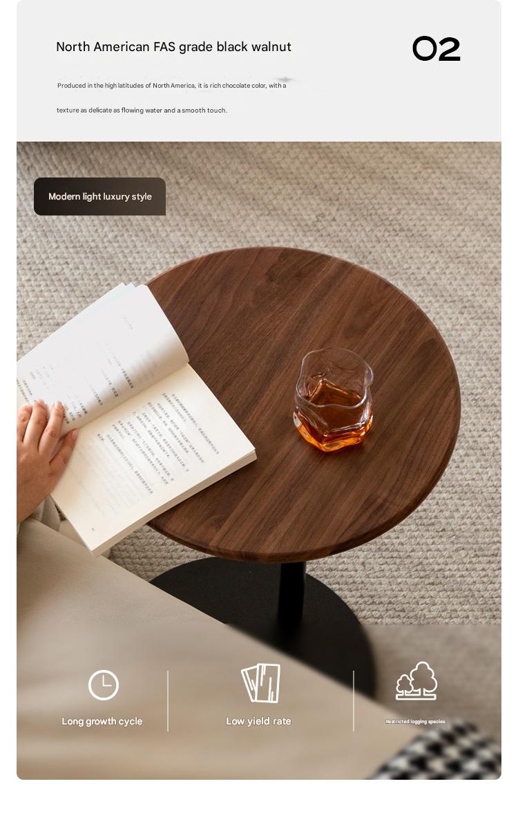 Premium Black Walnut Solid Wood Side Table - Handcrafted Nightstand with Natural Wood Grain - Perfect for Bedroom, Living Room & Office Decor