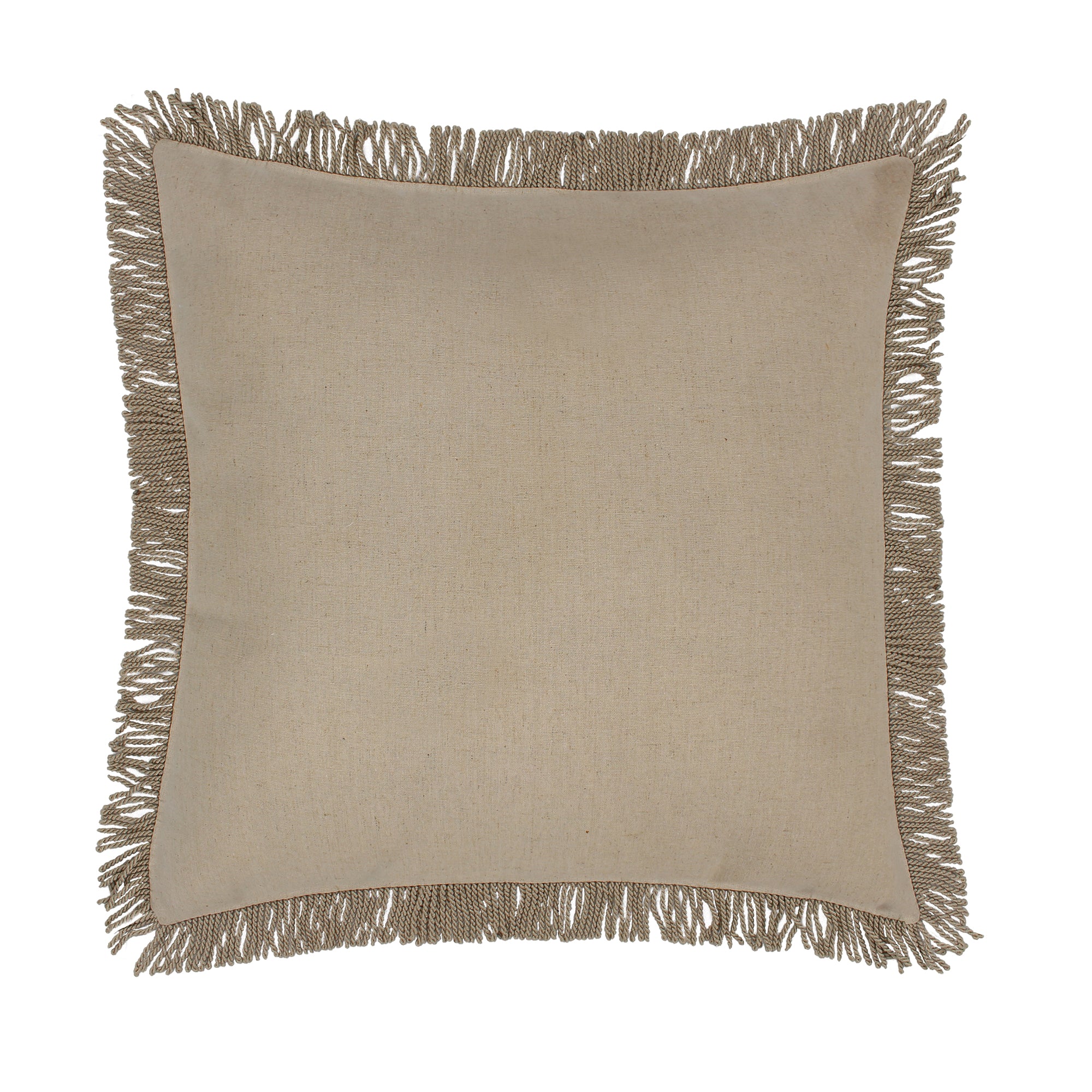 Nina Hessian Tassel Euro Sham Pillow Cover - 18x18 Inch Decorative Throw Pillow Case - Bohemian Home Decor for Living Room, Bedroom, Sofa & Couch