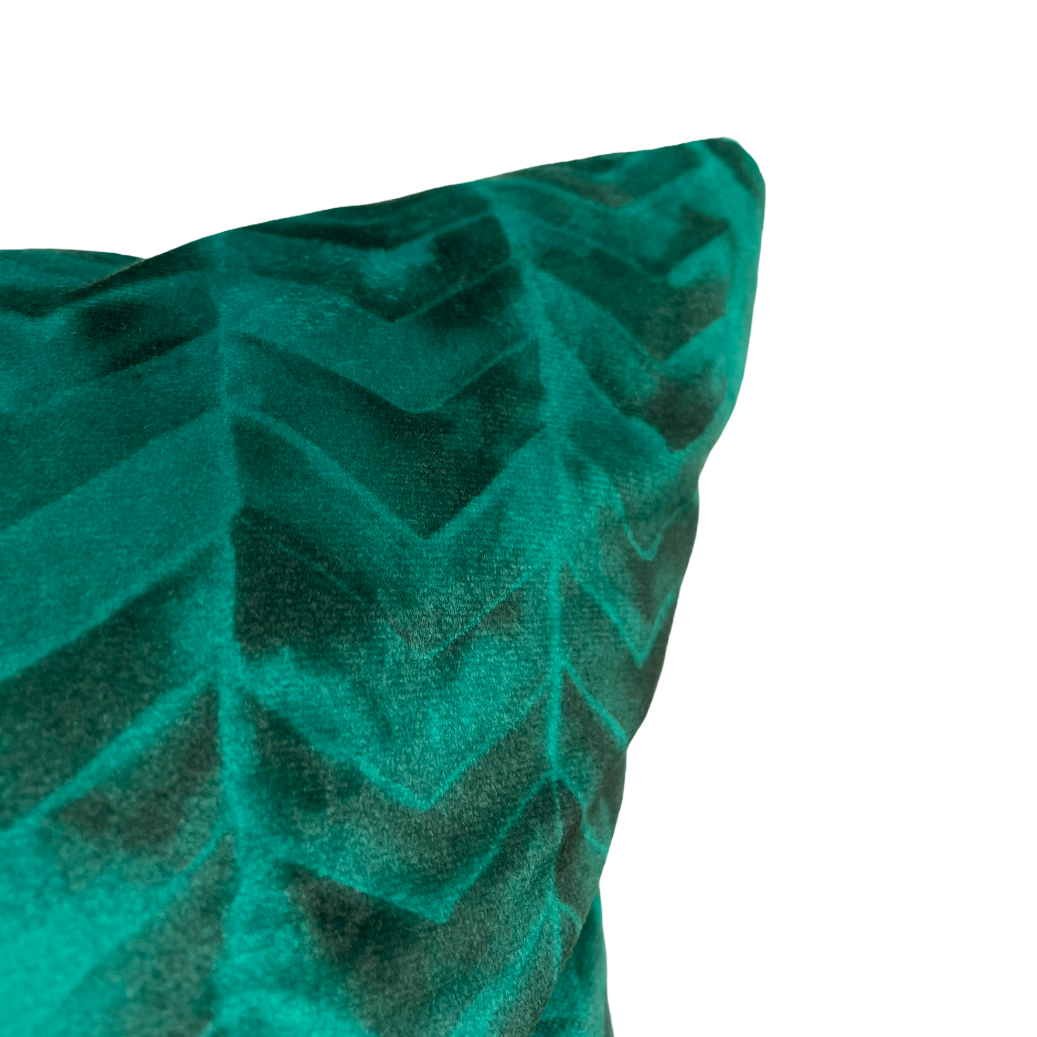 Green Velvet Chevron Throw Pillow 18x25 - Watercolor Design Home Decor for Sofa, Bed & Living Room
