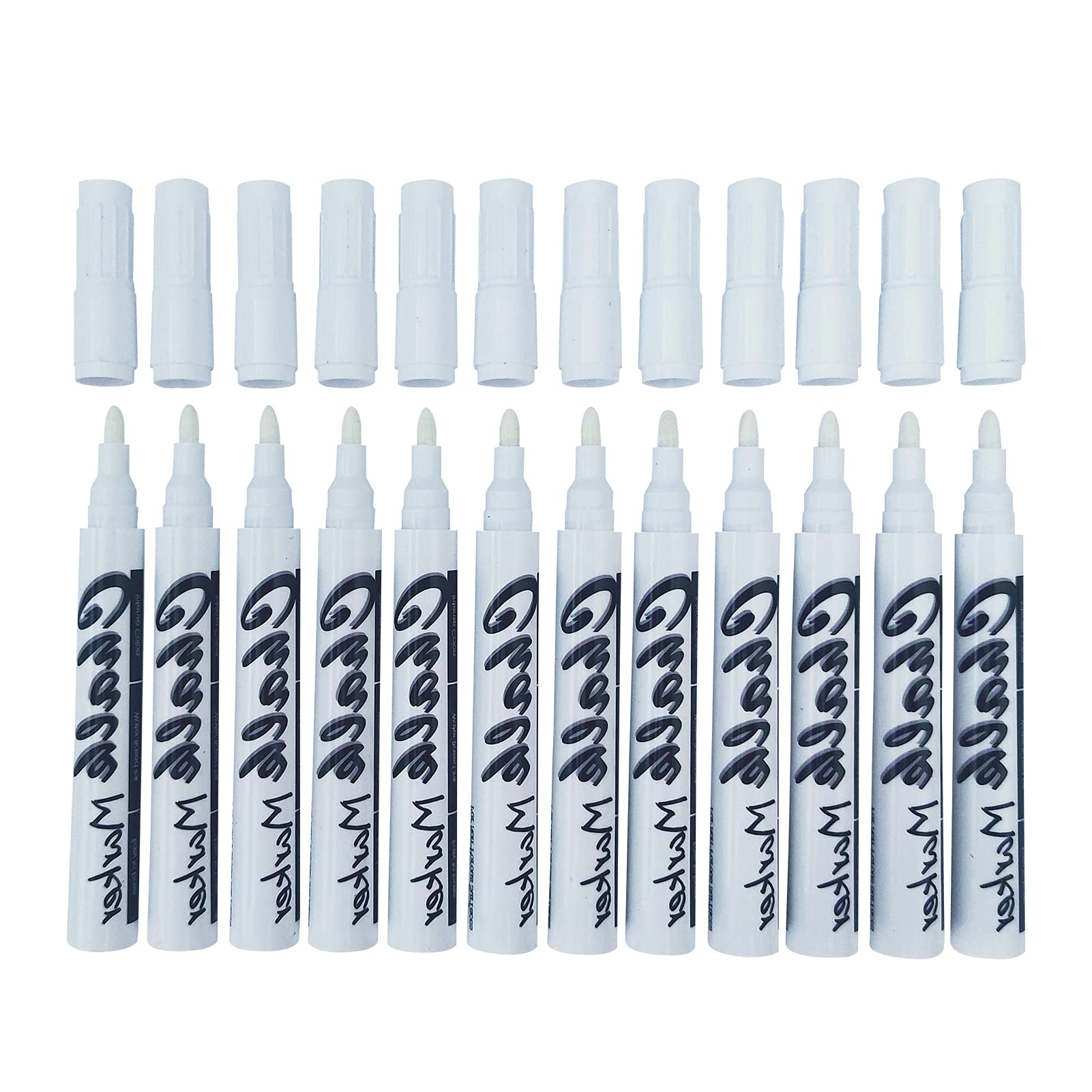 Volcanics Washable Window Markers - 12 Pack White Glass Markers for Writing & Drawing on Windows, Mirrors, Glass Doors - Perfect for Kids Art, Classroom Decor, Seasonal Decorations & DIY Projects
