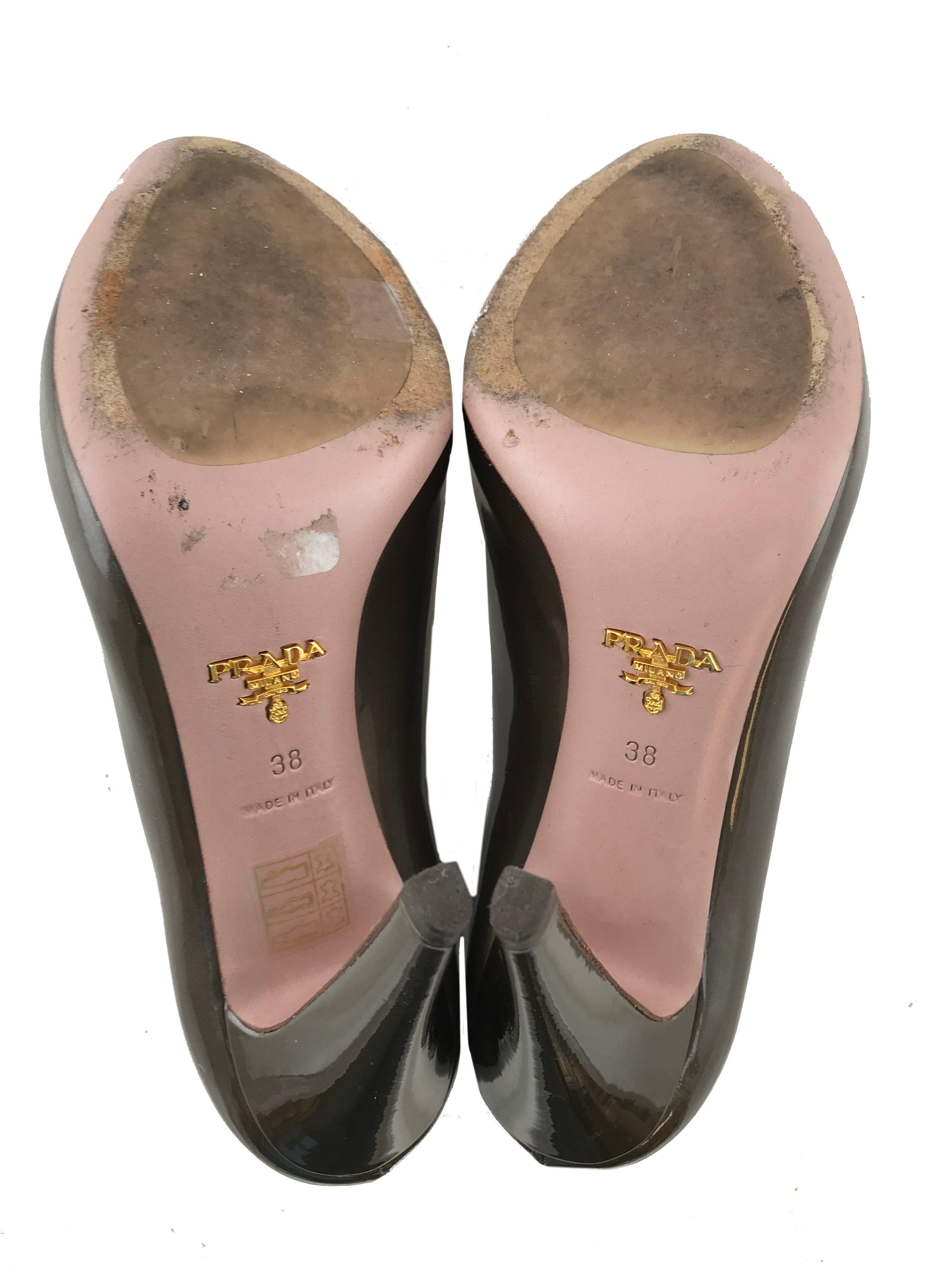 Prada Black Patent Leather Peep Toe Platform Pumps Women's Size 8 | Luxury High Heels for Parties, Weddings & Formal Events