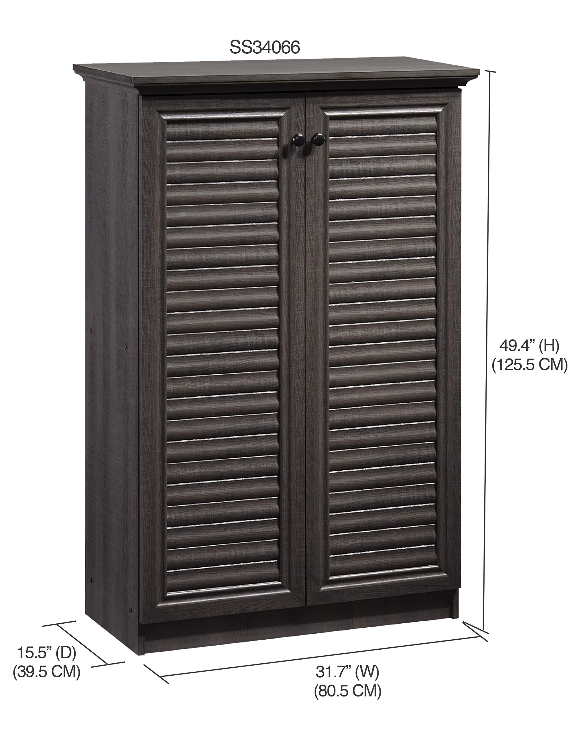 Home Basics SS34066 4-Tier Tall Shoe Cabinet in Ash - Organize Entryway, Closet & Mudroom for Neat Storage