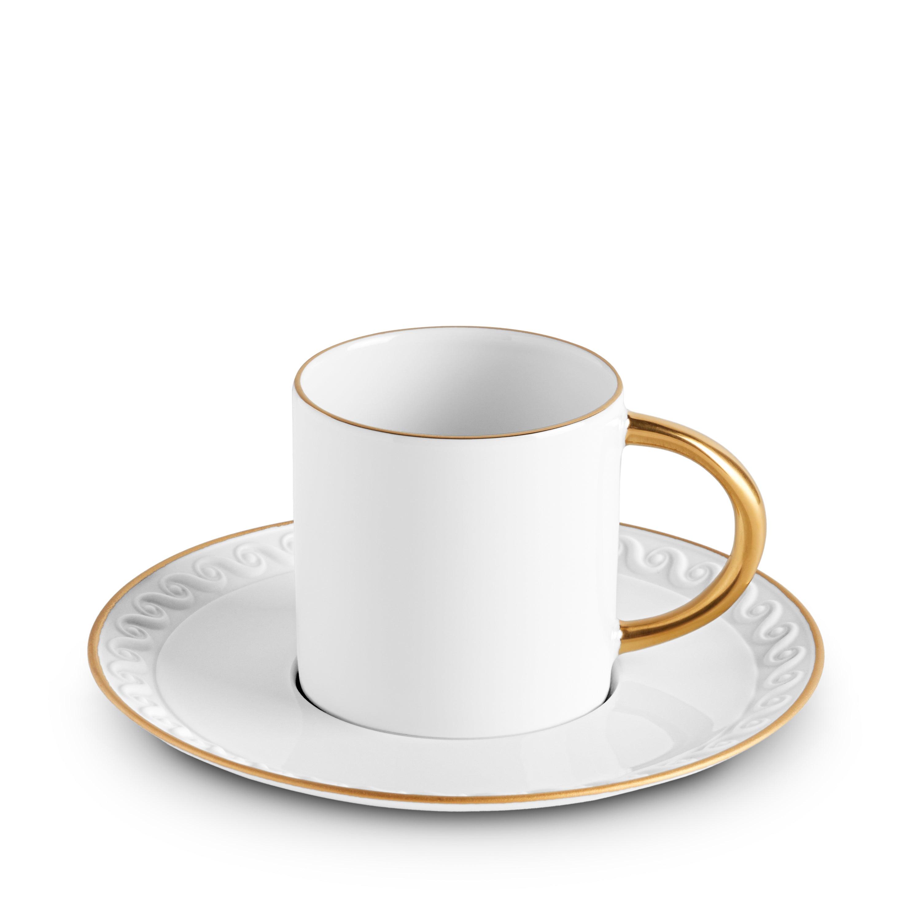 Premium Neptune Espresso Cup & Saucer Set - 24K Gold Plated Coffee Cups for Espresso & Cappuccino - Elegant Home & Cafe Serving Set for Coffee Lovers & Gifts