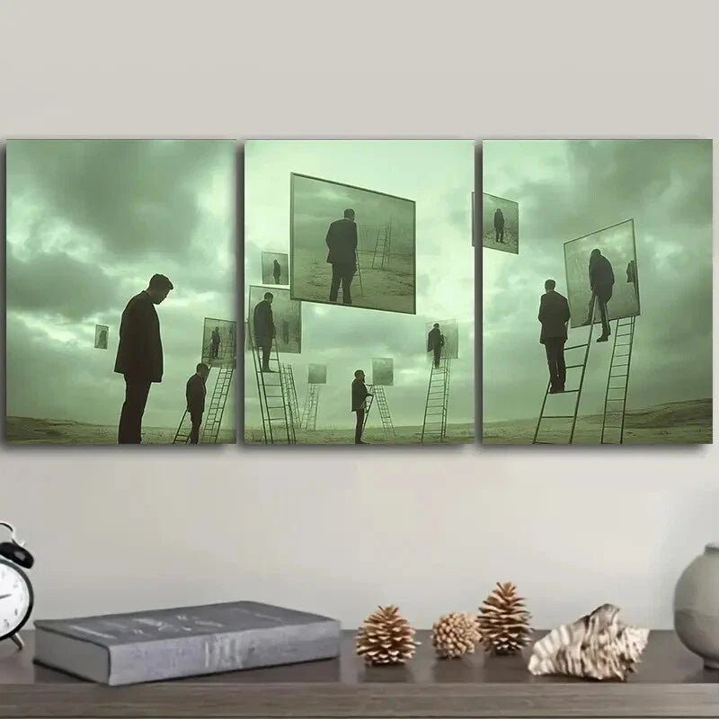 3-Piece Surreal Film Painting Wall Art Set - Framed Canvas 40x60cm (16x24in) | High Quality Print | 100% Australian Made | Ready to Hang | Modern Home & Office Decor | Perfect for Living Room, Bedroom or Gallery Wall