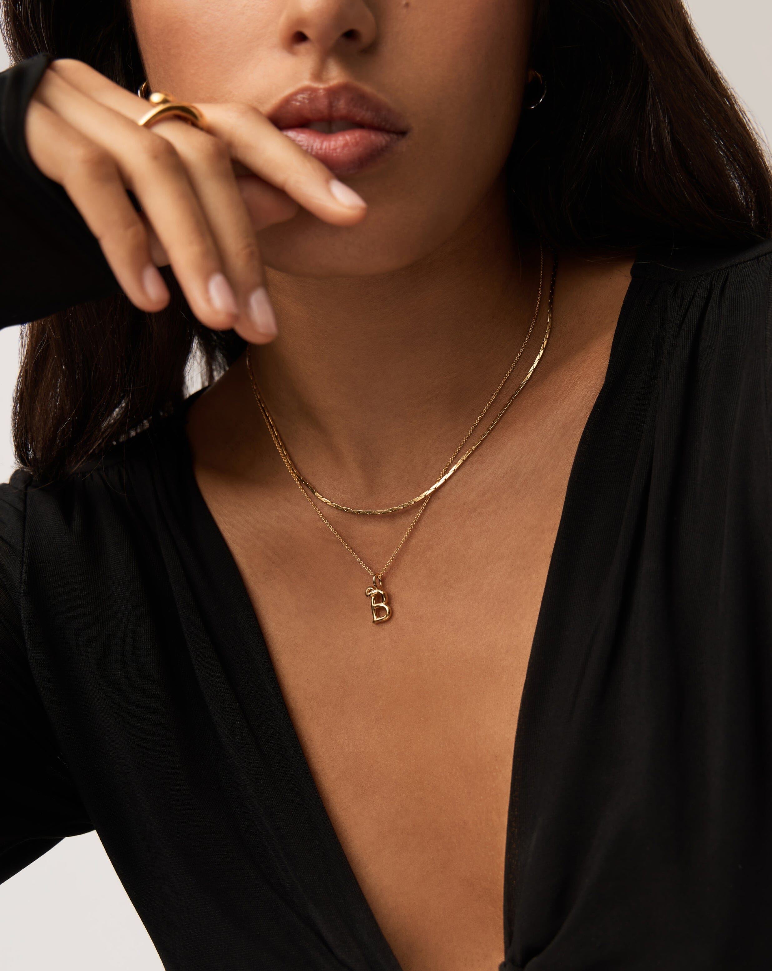 Curly Molten Mini Initial Necklace - 18k Gold Vermeil Personalized Jewelry for Women | Perfect Gift for Birthday, Anniversary & Valentine's Day | Elegant Layering Necklace for Everyday Wear
