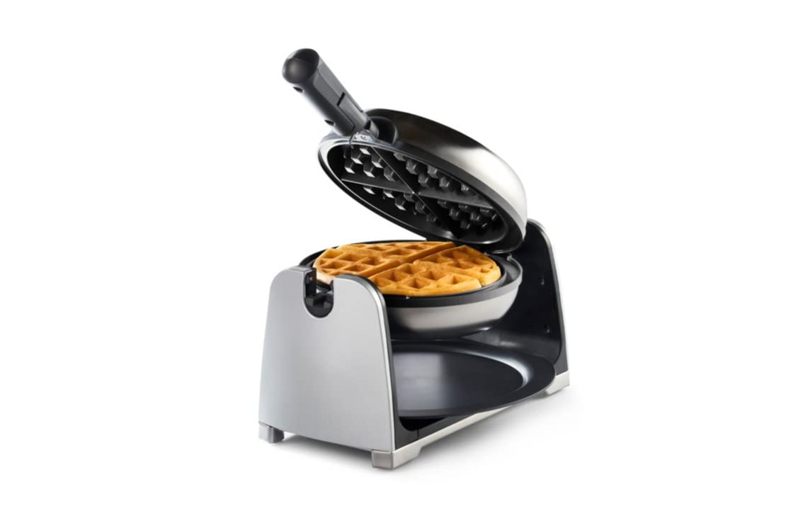 Oster DiamondForce Nonstick Flip Waffle Maker - Silver | Belgian Waffle Iron for Perfect Breakfast, Brunch & Desserts | Easy to Clean & Durable Kitchen Appliance