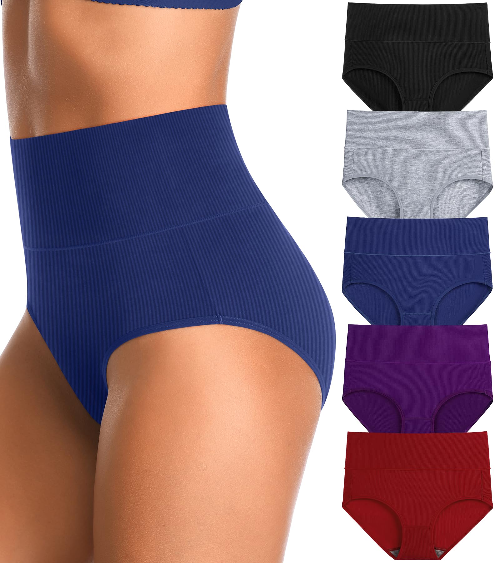 High Waisted Women's Underwear - Cotton Tummy Control Postpartum Panties - Full Coverage Soft Comfortable Briefs for Everyday Wear, Maternity & Post Surgery Recovery