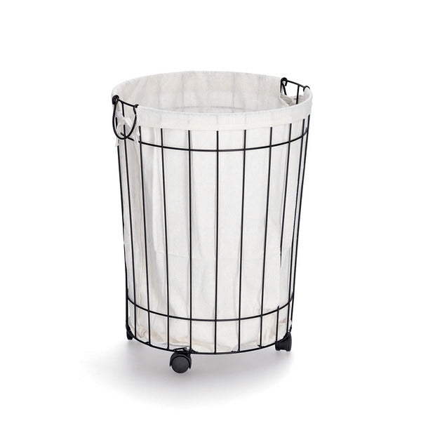 Foldable Laundry Hamper with Wheels - Heavy Duty Metal Frame & Canvas Basket for Clothes Storage - Perfect for Bedroom, Laundry Room, or Dorm Organization
