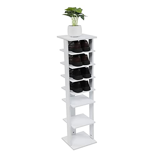 Wooden Shoe Storage Shelf Organizer - 28 x 26.7 x 101.4 cm (L x W x H) - Space Saving Shoe Rack for Closet, Entryway & Bedroom Organization