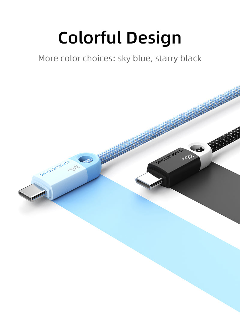 100W USB C to USB C Fast Charging Cable 6.6ft Braided Nylon, PD Compatible for iPhone 16/16 Pro/16 Pro Max/15 Series, MacBook, iPad Pro, Samsung Galaxy - Perfect for Home, Office & Travel Charging